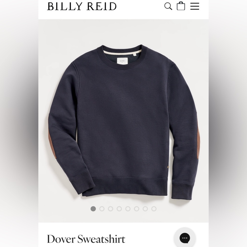 Billy Reid Sweatshirt with leather elbows. Navy. NWT